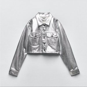 Zara Metallic Cropped Jacket